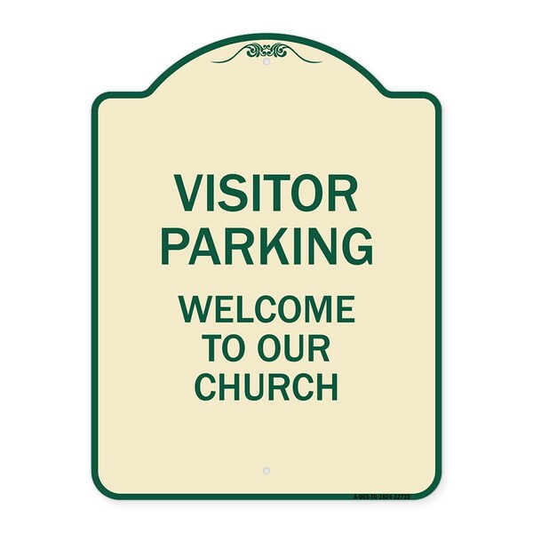 Visitor Parking Welcome to Our Church Heavy-Gauge Aluminum Sign, 24" x 18", TG-1824-22723